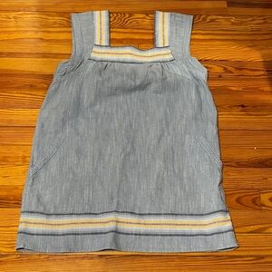 Faherty Light Blue Mini Dress with Yellow Trim